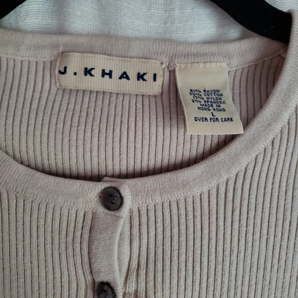 J. Khaki | Button Rib Mini Ruffle Short Sleeve Top - Picture 5 of 6